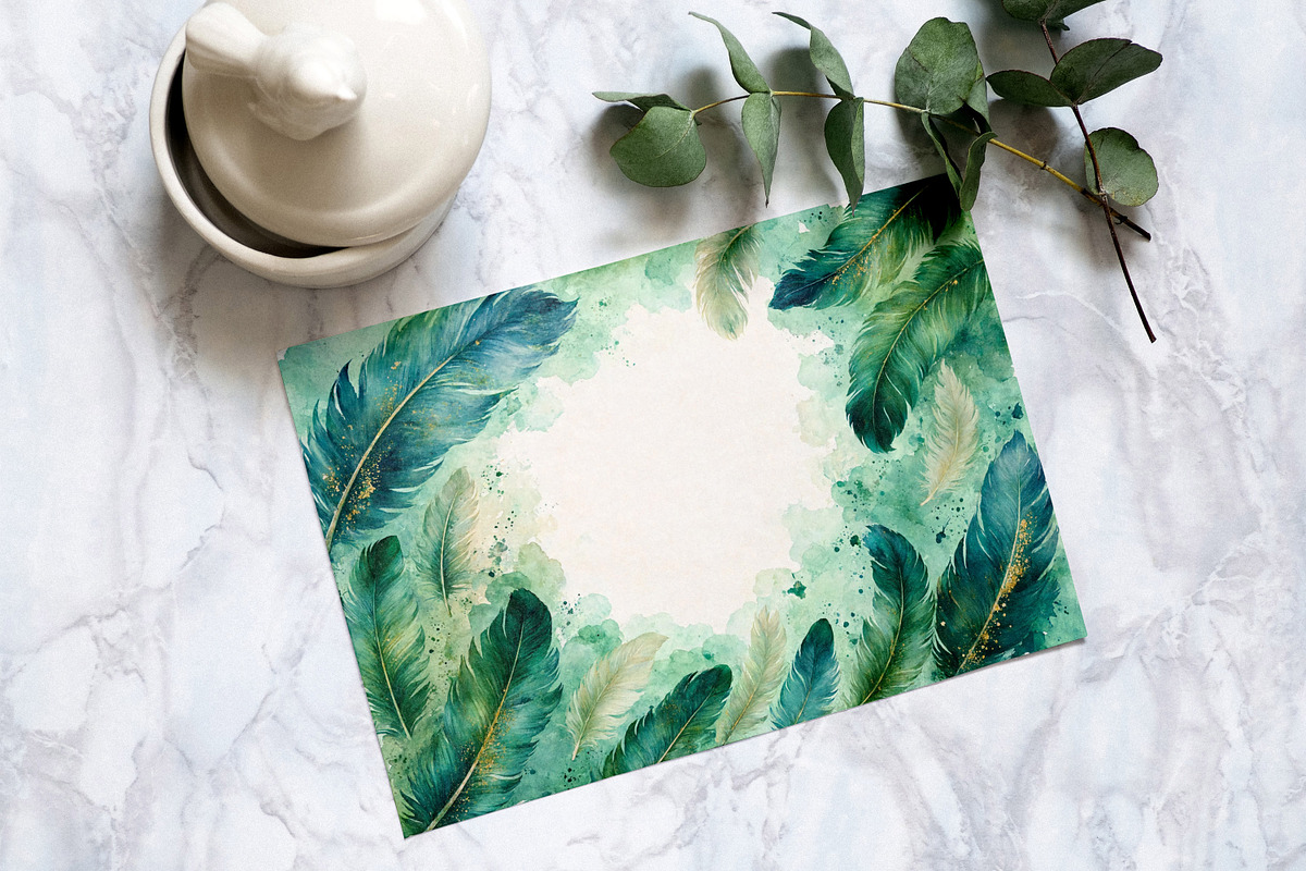 Watercolor Feathers Borders, a Background Graphic by Forhadx5 (Photo 10 of 14)