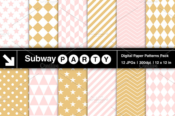 Blush Pink & Gold Geometric Papers preview 2