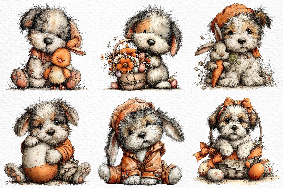 Whimsical Funny Easter Dog Clipart, an Illustration by Craft Nest (Photo 4 of 11)