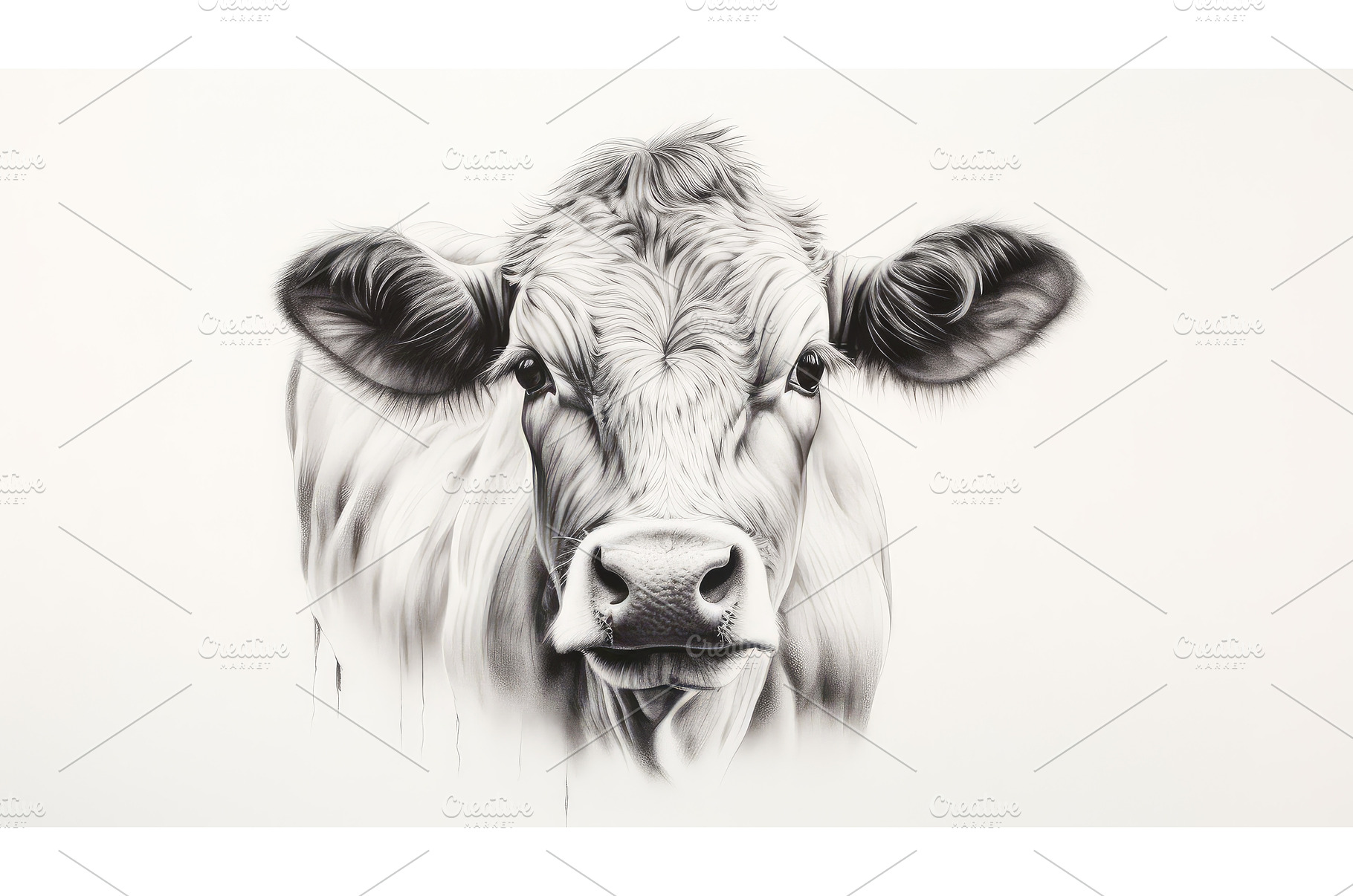 cattle drawn cow head ai generated, an Animal Photo by pikepicture