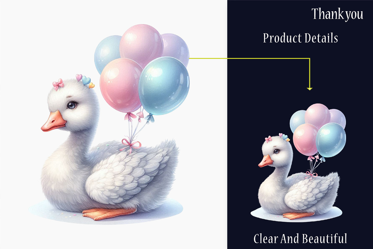 Watercolor Baby White Goose Birthday, a Graphic by designcity5 (Photo 4 of 5)