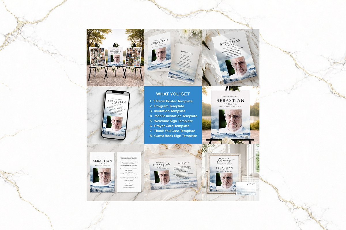 Funeral Bundle Canva FR010, a Stationery Template by TyphoonStudio (Photo 2 of 12)