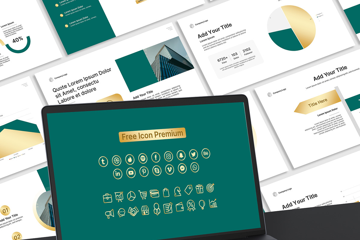 Green & Gold Business PowerPoint, a Presentation Template by SKY CREATION (Photo 6 of 6)