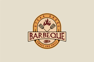 barbecue steak logo emblem vector, a Branding & Logo Template by zyxroun shop
