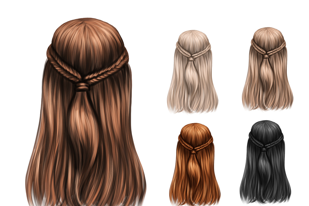 Hair clipart, Hair for little girls, an Illustration by Elenbushe (Photo 9 of 9)