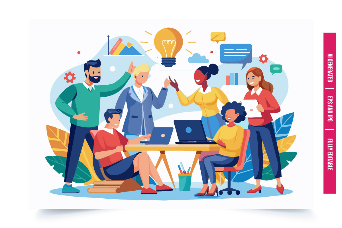 Team Brainstorming Ideas, an Illustration by Tanuart