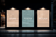 Night Storefront Posters Mockup, an Advertising Mockup by Design Squad (Thumbnail 3 of 4)