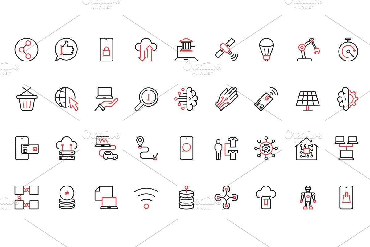 Digital technology network icons, a Technology Illustration by Lemberg Vector