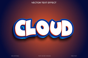 3D Cloud Text Effect EPS Vector