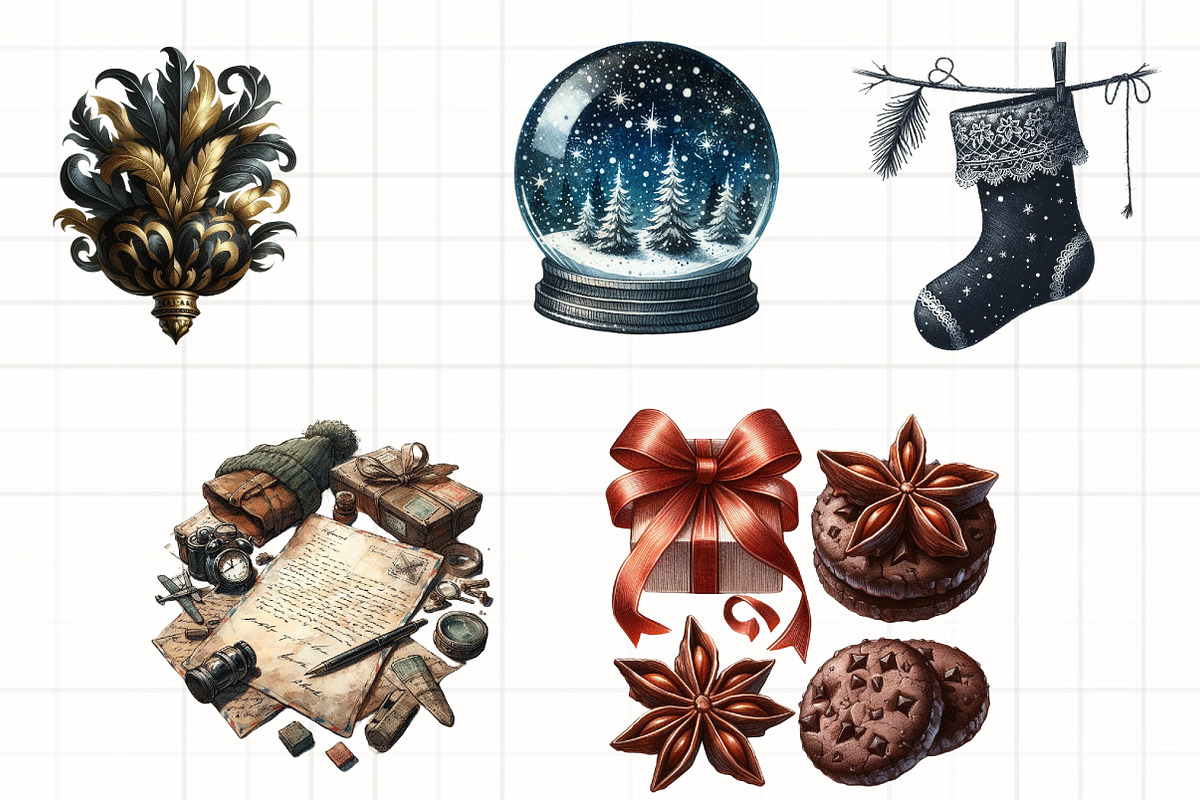 Watercolor Moody Christmas Clipart, an Illustration by CrexoraLab (Photo 5 of 5)