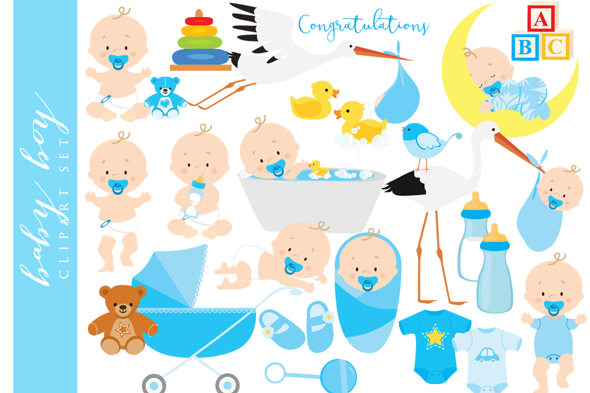 Baby clipart baby boy clip art blue, an Illustration by WinchesterLambourne