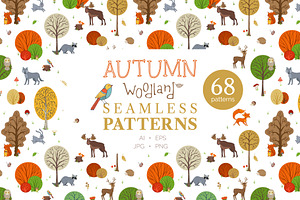 Autumn Woodland Seamless Patterns