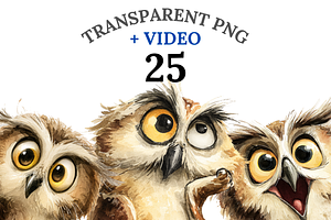25 Owl Clipart PNGs, an Animal Illustration by Pati Charm Studio
