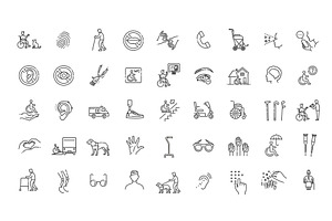 Set of disability vector Line Icons, an Object Graphic by Tettygreen