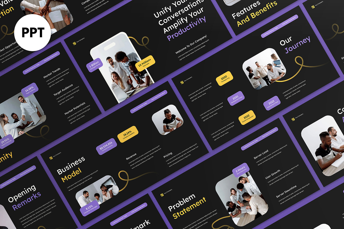 Black Modern Pitch Deck PPT, a Presentation Template by graphicook (Photo 1 of 4)