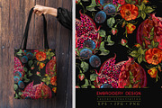 Pomegranate, plum,red roses flowers, a Pattern Graphic by Matrioshka (Thumbnail 1 of 4)