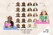 Beach Girl Clipart | Reading Clipart, a Person Illustration by GlamArtZhanna (Thumbnail 3 of 5)