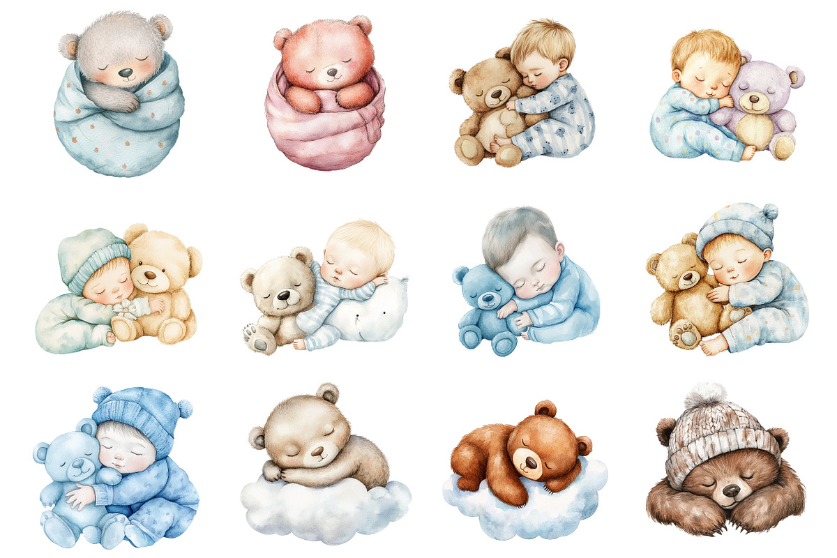Sleeping Baby Bear Clipart, Baby, an Illustration by Design Market (Photo 2 of 3)