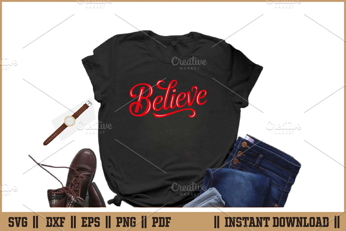 Believe Inspirational Christmas SVG, a Seasonal Illustration by Handy Arts Studio (Photo 2 of 3)