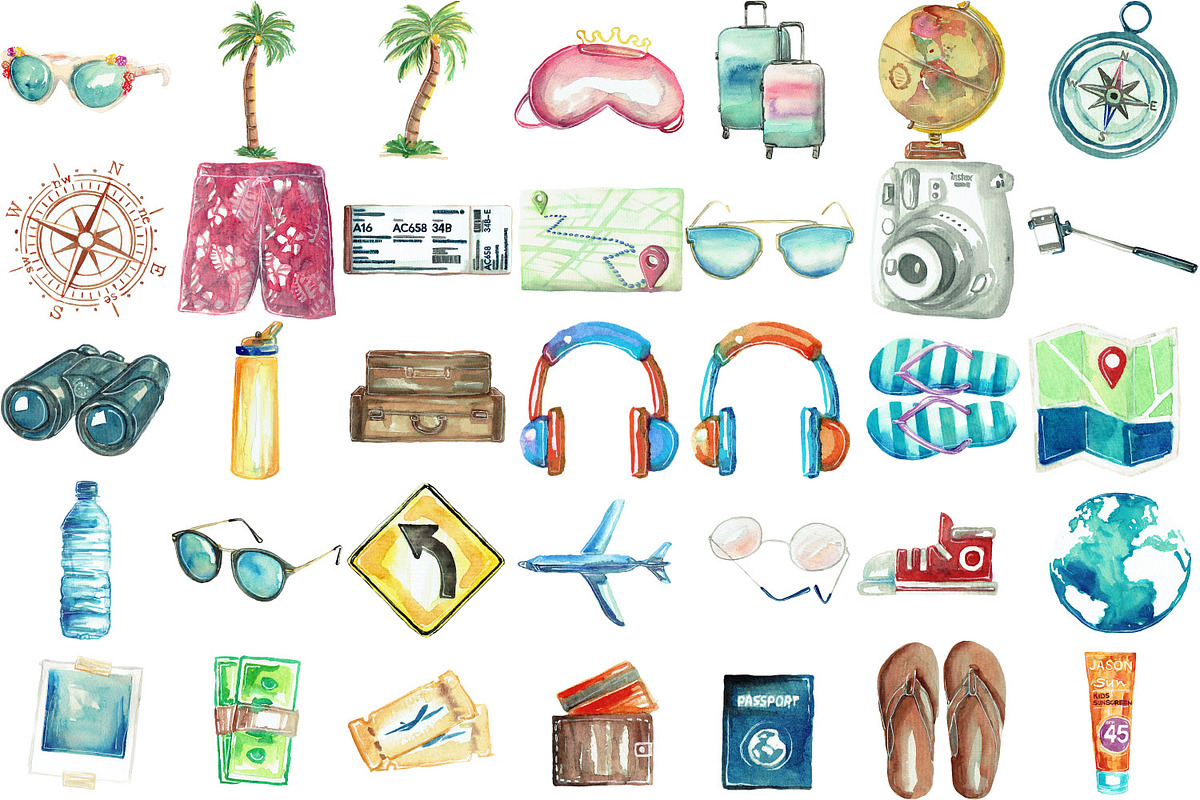 Travel Watercolor Clipart 76 PNG, an Illustration by LilyBoo Clipart (Photo 3 of 3)