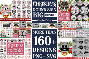 Mega Christmas Round Sign SVG Bundle, an Object Graphic by GraphicPicker