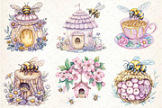Watercolor Bee Home Clipart, an Illustration by DreamCafeArt (Thumbnail 2 of 9)