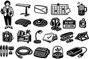 Office Essentials Black Icons Set, an Illustration by designvectx (Thumbnail 2 of 3)