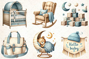 Dusty Blue Beige Baby Nursery Png, an Illustration by DreamCafeArt (Thumbnail 4 of 8)