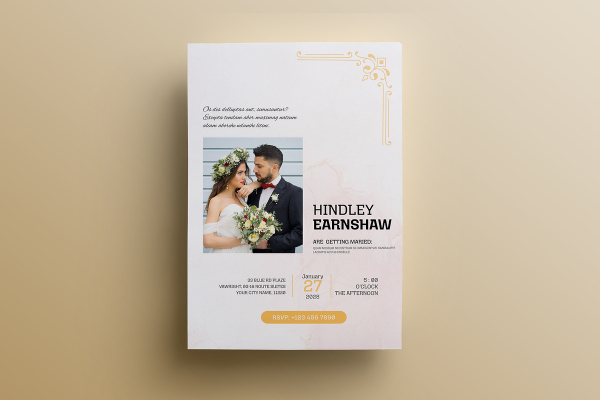 Elegant Retro Wedding Invitation, an Invitation Template by Creatiya Type (Photo 5 of 6)