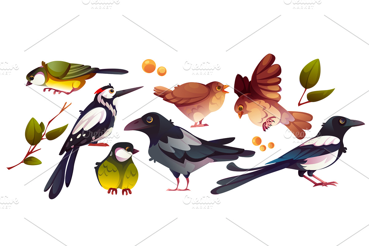 Cartoon bird collection, an Animal Illustration by art PVP - market