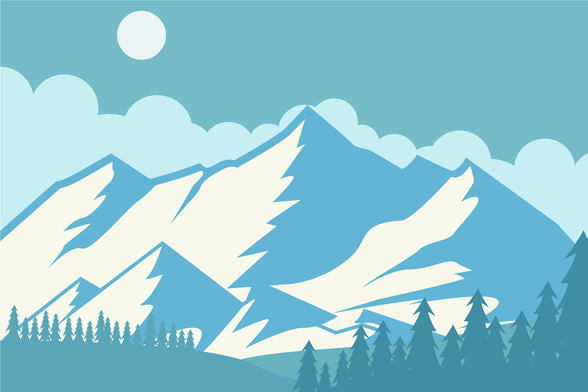 snow mountain landscaped vector, a Decorative Illustration by zyxroun shop