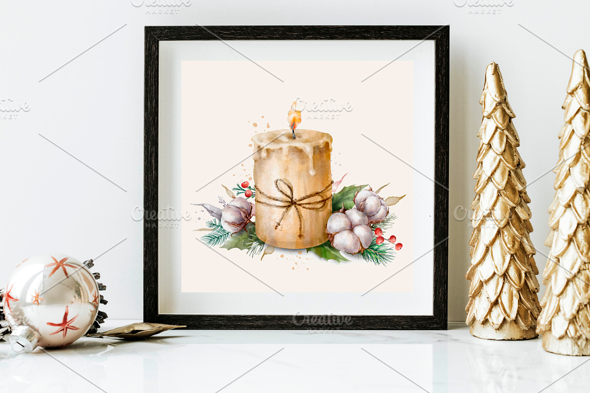 Christmas Cotton Watercolor Clipart., a Decorative Illustration by VetaDesign (Photo 3 of 7)