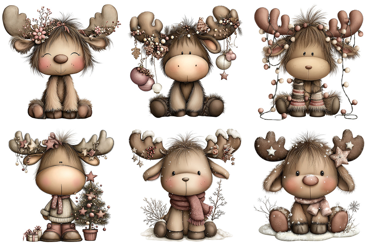 Quirky Christmas Moose Clipart, an Illustration by Craft Nest (Photo 9 of 10)