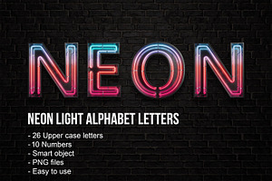 Neon light Alphabet letters