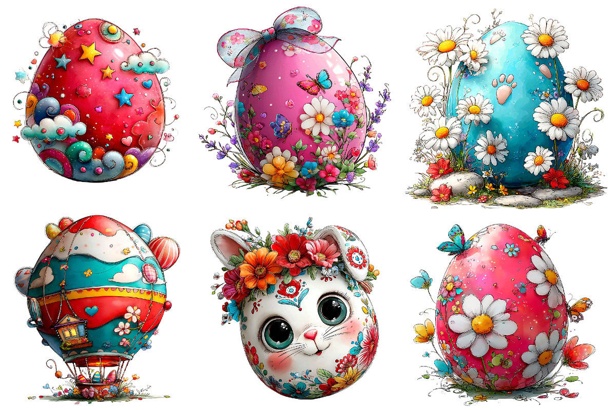 whimsical easter egg clipart, an Illustration by CreationArt (Photo 5 of 6)