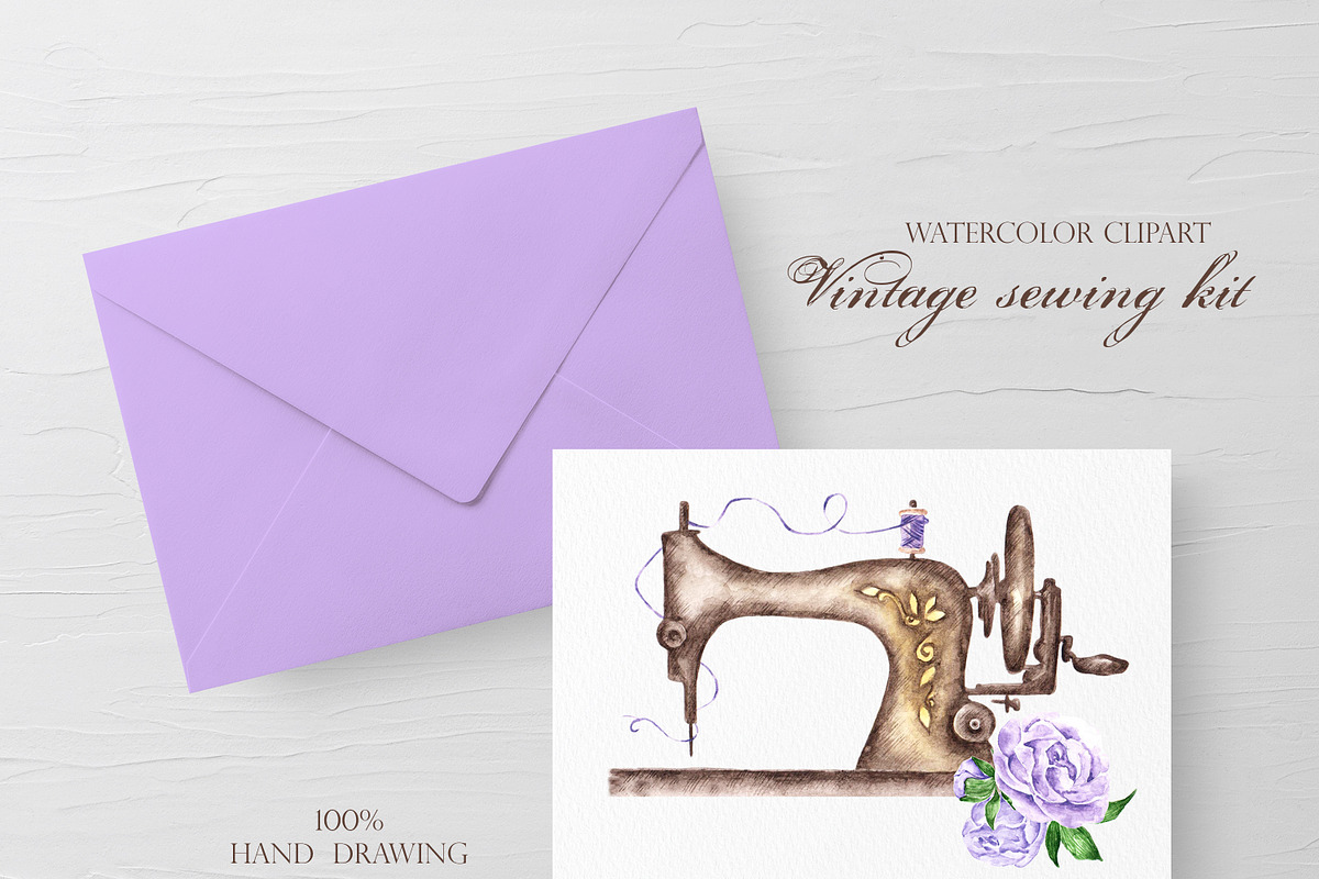 Sewing watercolor kit Sewing machine, an Illustration by SabinaWatercolorArt (Photo 12 of 14)