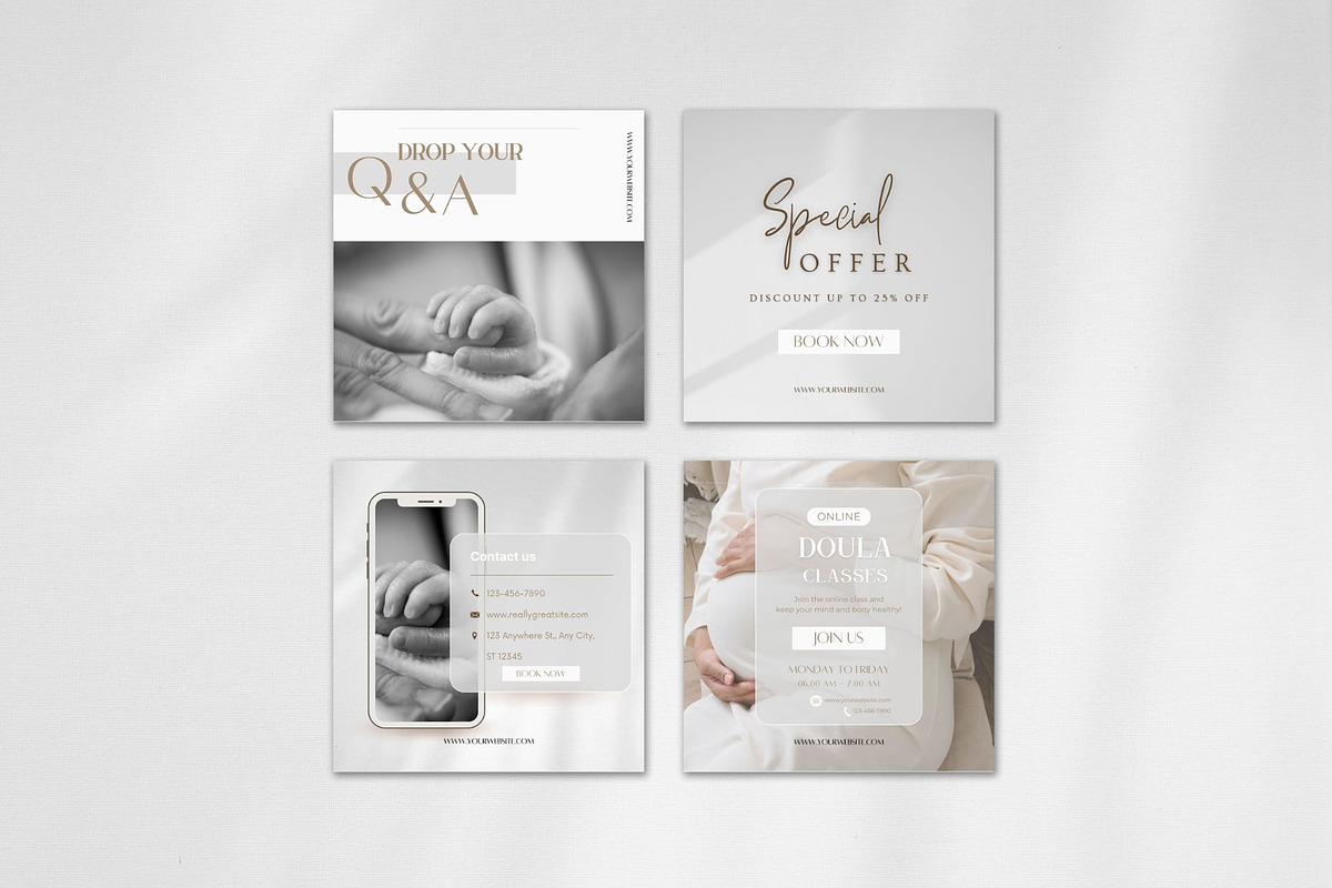 Doula Instagram Post Template, a Social Media Template by CreativeTempHub (Photo 4 of 8)