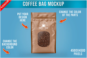 Coffee Bag Packaging Mockup PSD