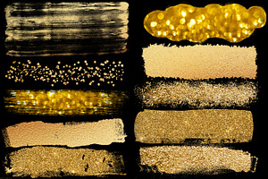 20 Gold Foil & Glitter Brush Strokes