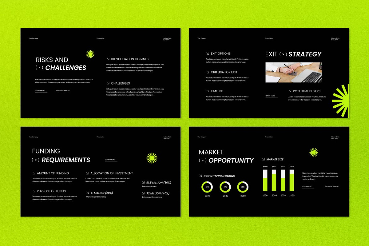 Black Green Pitch Deck Google Slide, a Presentation Template by graphicook (Photo 4 of 5)