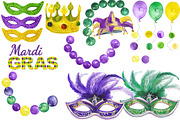 Mardi Gras watercolor set, an Illustration by DollyPotterson (Thumbnail 3 of 7)