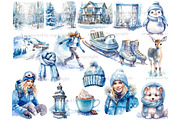 Cold Winter Clipart | Outside Winter, a Person Illustration by GlamArtZhanna (Thumbnail 3 of 5)
