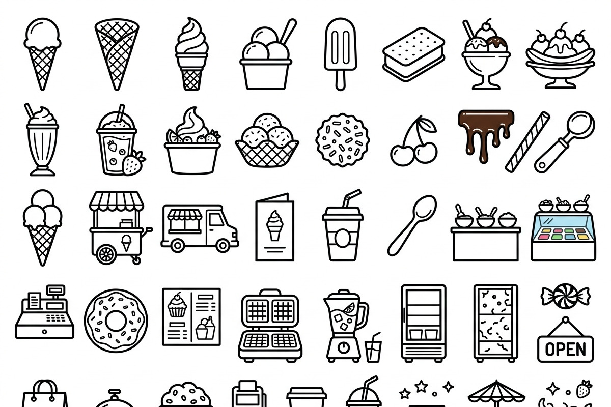 41 Outline Ice Cream Shop Icons, an Outline Icon by adenpinkstore (Photo 2 of 19)