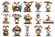 Whimsical Bunny Easter Clipart, an Illustration by cherrydesign (Thumbnail 3 of 4)