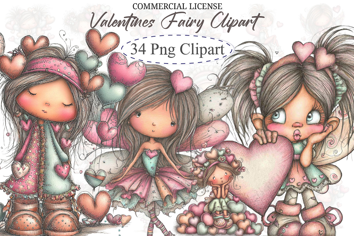 Valentines Fairy Clipart, an Illustration by designcity5 (Photo 1 of 5)
