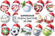 Christmas Sport Balls PNG Sublimatio, an Illustration by CraftArtStudio (Thumbnail 1 of 6)