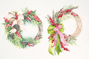 Christmas watercolor wreaths, a Decorative Illustration by soolima (Thumbnail 6 of 9)