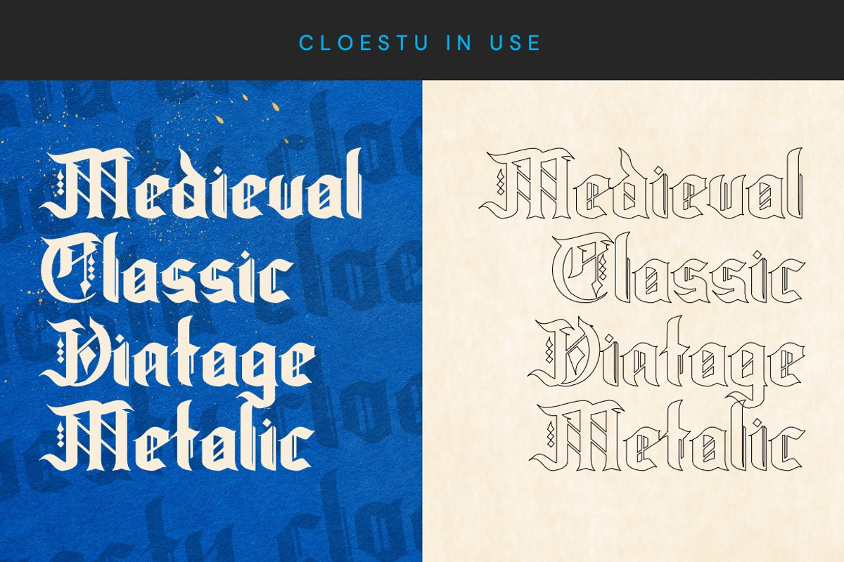 Cloestu - Classic Blackletter Font, a Blackletter Font by Dhabee (Photo 10 of 15)
