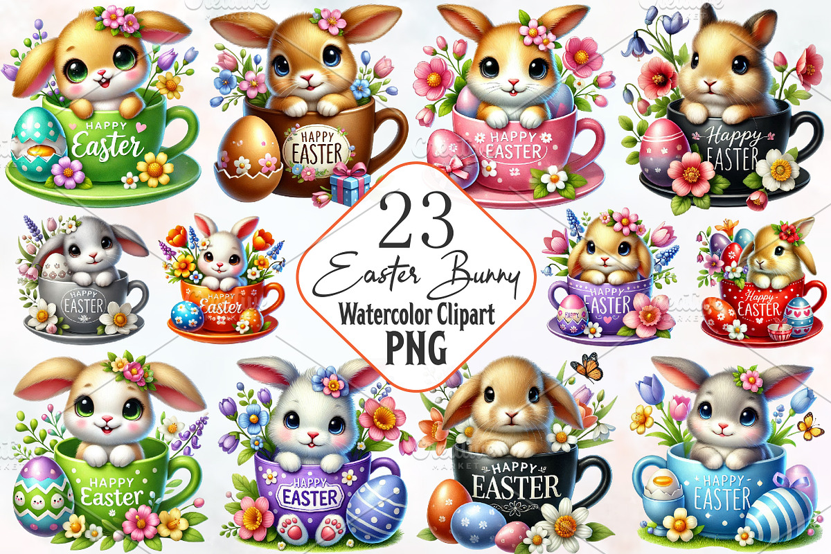 Easter bunny clipart bundle, Easter, an Illustration by RobertsArt (Photo 1 of 7)