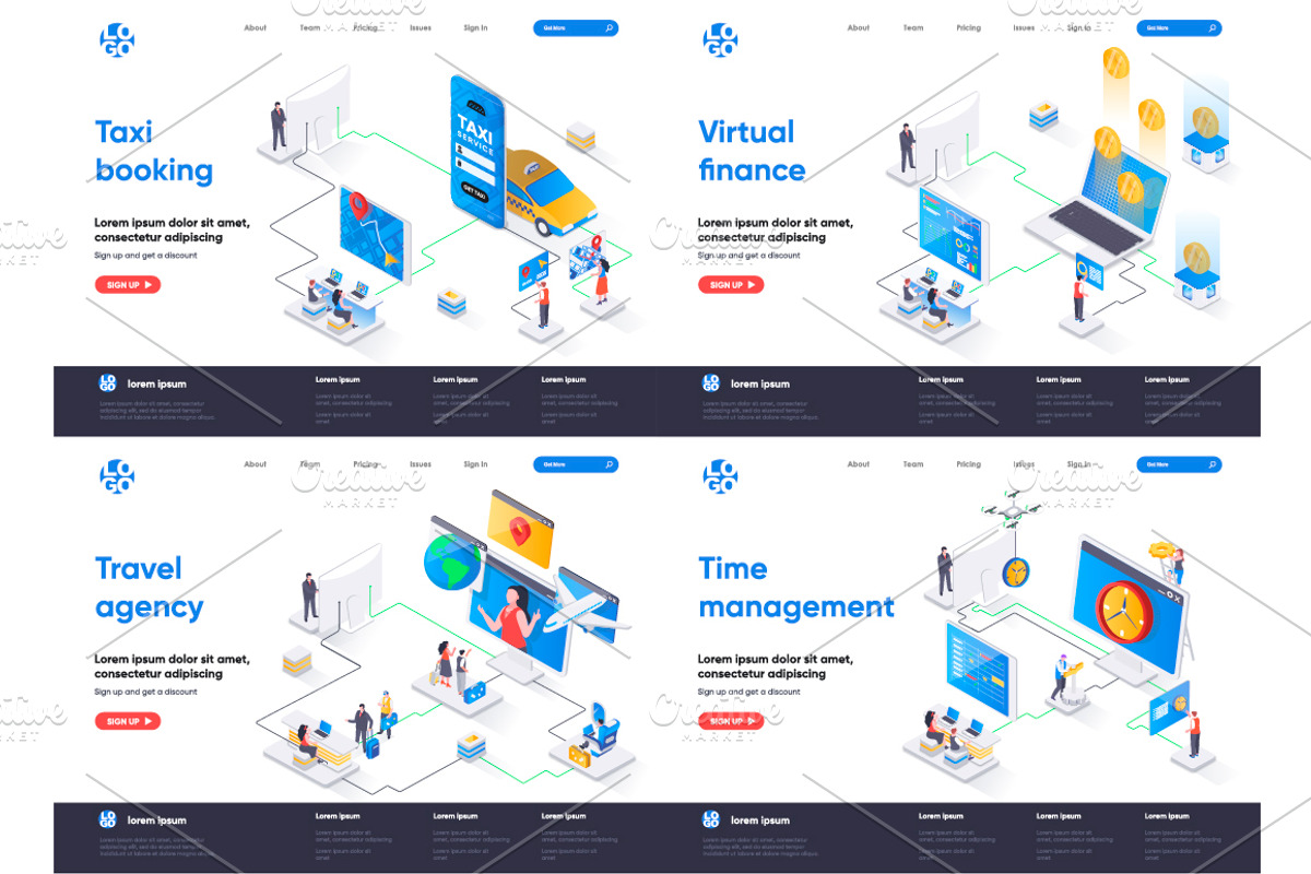 Isometric Landing Page Template, an Illustration by alexdndz (Photo 27 of 29)